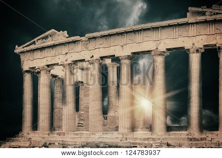 Parthenon temple on the Acropolis of Athens,Greece