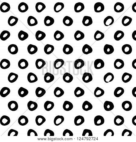 Seamless pattern. Abstract background with round brush strokes. Monochrome hand drawn texture. Vector illustration.