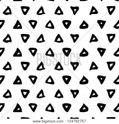 Seamless pattern. Abstract background with triangle brush strokes. Monochrome hand drawn texture. Vector illustration.