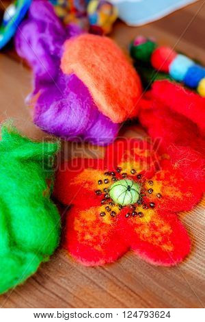 Felting wool wool products flower made of wool