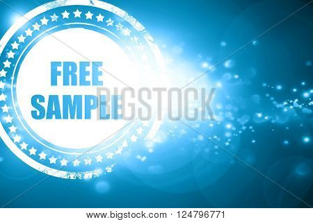 Glittering blue stamp: free sample sign with some soft smooth lines