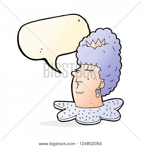 cartoon queen head with speech bubble