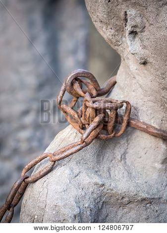 Sculpture of slaves dedicated to victims of slavery in Stone Town of Zanzibar placed close to the former slave market.