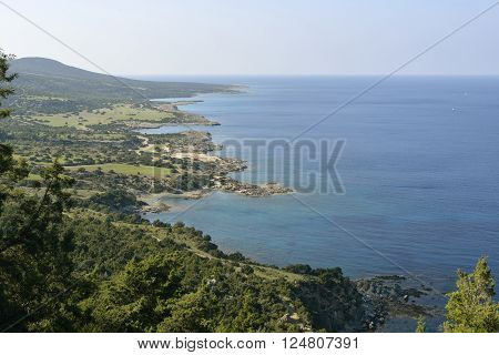 Coast view to Fontana Amoroza Akamas Peninsula Cyprus