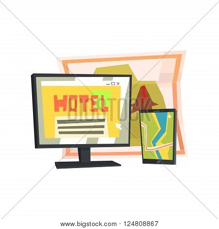 Trip Plannins Set Of Items Flat Colorful Vector Illustration In Primitive Geometric Style Isolated On White Background