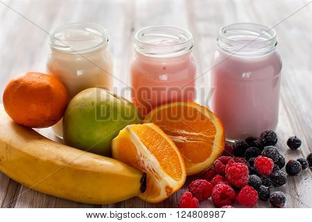 Healthy Yogurts With Mix Of Berries