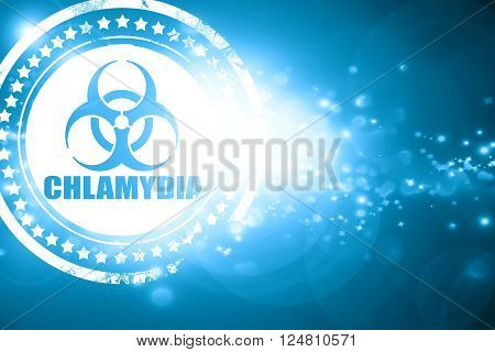 Glittering blue stamp: Chlamydia concept background with some soft smooth lines