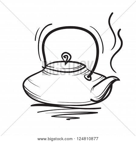 Teapot Vector Hand Drawn Illustration. Teapot Icon.