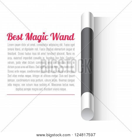 Vector Magic Wand Relistic icon. Real Magic wand on white background.