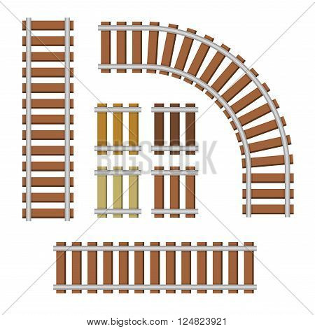 Railroad Elements Set on White Background. Vector illustration