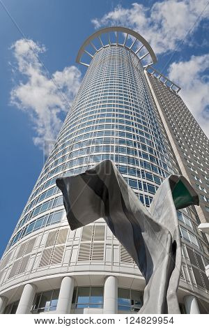FRANKFURT, GERMANY - APRIL 7, 2016: The Westend Tower Frankfurt am Main, Germany