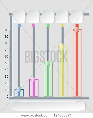 Infographics template with sliders, paper banners, graphs and arrows