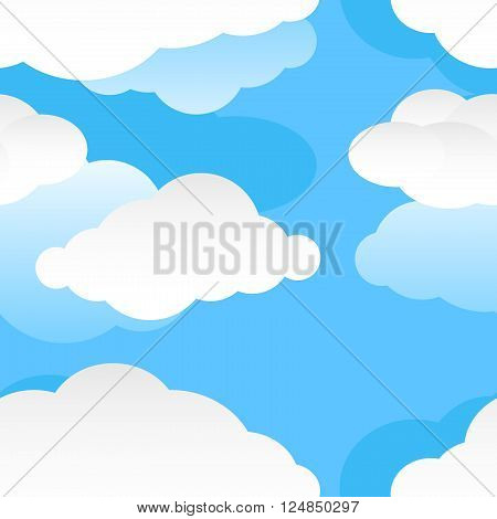 Modern seamless pattern with clouds in sky. Square. Vector EPS 10.