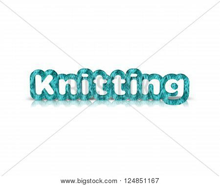 Knitting 3d word  with reflection and shadowe