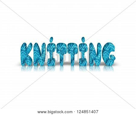 Knitting 3d word  with reflection and shadowe