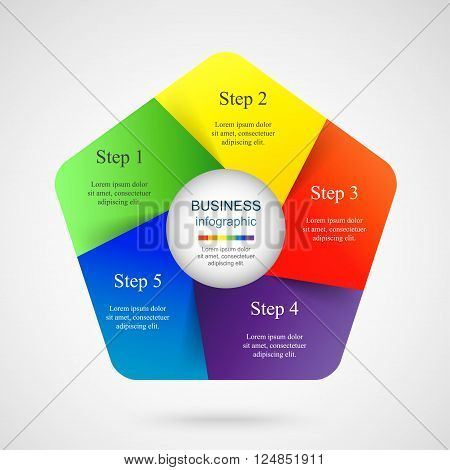 Vector infographic. Template for diagram graph presentation and chart. Business concept with 5 options parts steps or processes.