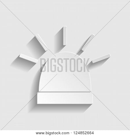 Police single sign. Paper style icon with shadow on gray.