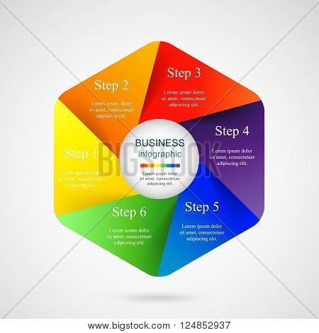 Vector infographic. Template for diagram graph presentation and chart. Business concept with 6 options parts steps or processes.