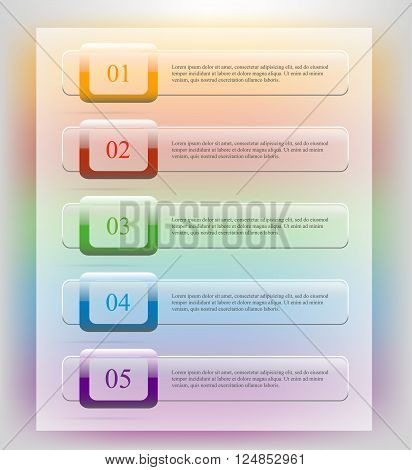 Template for diagram graph presentation and chart. Business concept with 5 options parts steps or processes on blur vector background.