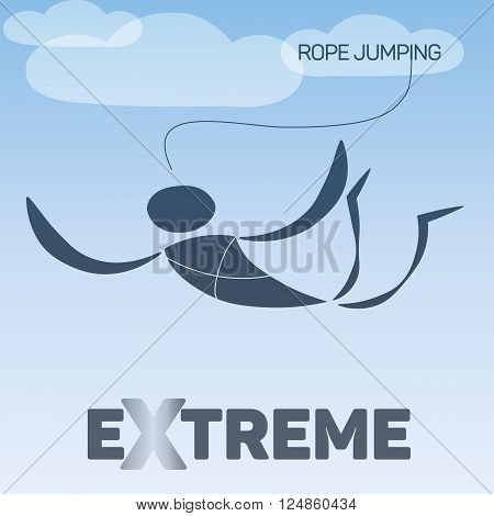 A logo of a man jumping with a rope on the background of clouds - ropejumping