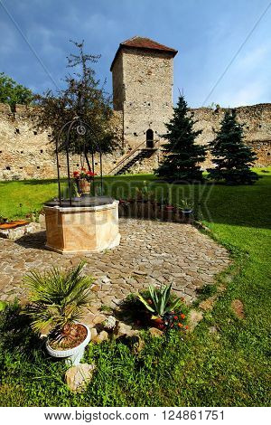 Architectural detail of Calnic Medieval Fortress, Transylvania, Romania - UNESCO heritage landmark
