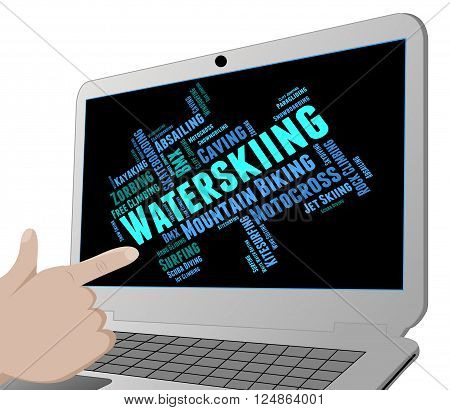Waterskiing Word Represents Watersport Waterskier And Wordcloud