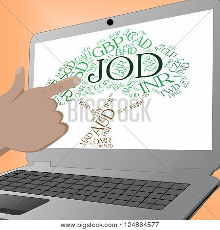 Jod Currency Indicates Worldwide Trading And Banknote