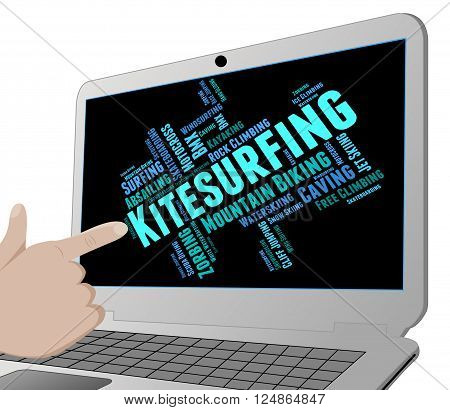 Kitesurfing Word Shows Text Words And Kitesurfer