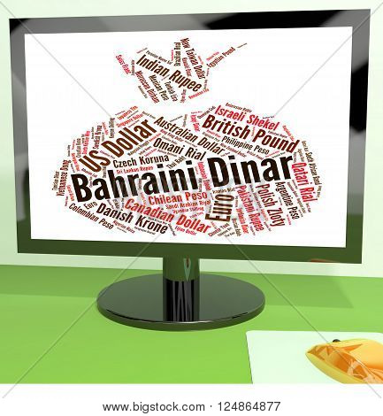 Bahraini Dinar Indicates Currency Exchange And Banknotes