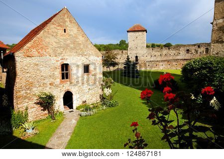 Architectural detail of Calnic Medieval Fortress, Transylvania, Romania - UNESCO heritage landmark