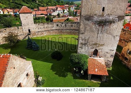Architectural detail of Calnic Medieval Fortress, Transylvania, Romania - UNESCO heritage landmark
