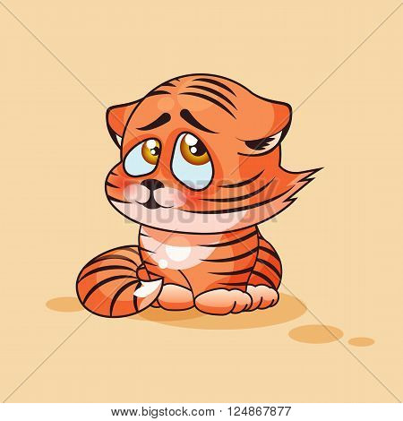 Vector Stock Illustration isolated Emoji character cartoon Tiger cub embarrassed, shy and blushes sticker emoticon for site, infographics, video, animation, websites, e-mail, newsletter, report, comic