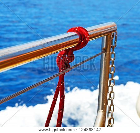 Safety Rope And Metal In The Blue Skay Aocean Mediterranean Sea