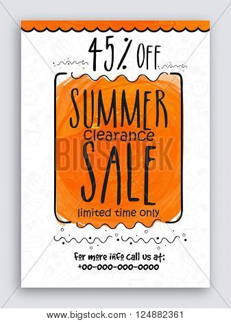 Summer Sale Poster, Sale Banner, Sale Flyer, 45% Discount Offer for Limited Time, Vector illustration.