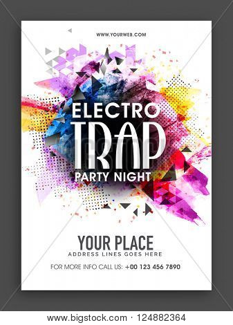 Electro Trap, Party Night Template, Banner or Flyer presentation with colorful abstract design.