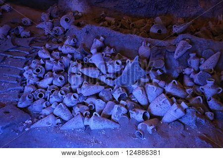 ISTANBUL, TURKEY - MARCH 15, 2016: Recreation of a lagan in Bodrum Castle Museum Turkey
