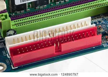 Motherboard - IDE Slots electric socket closeup macro