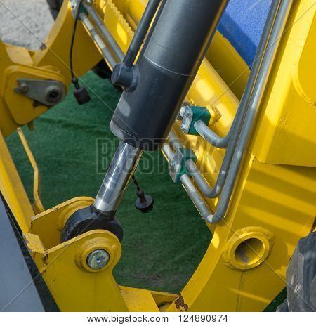 Detail of hydraulic bulldozer piston excavator arm