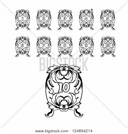 Decorative Vintage Pages for book design. Monograms. Vector black mono color illustration.