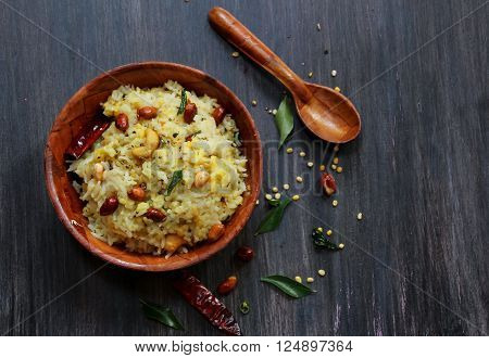 Pongal Lentil rice Indian food made with dal