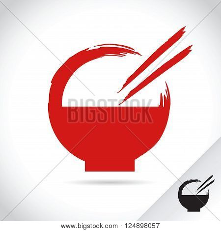 Vector stock logo template bowl with chopsticks asian food restuarant