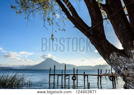 Evening light on San Pedro volcano at Lake Atitlan, Guatemala