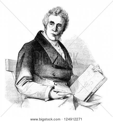 Louis David, vintage engraved illustration. Magasin Pittoresque 1861.