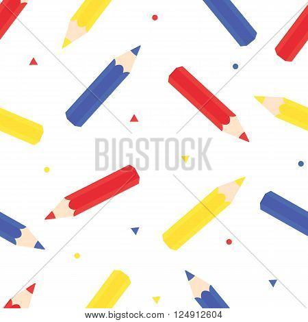 Color Pencils : Red Blue and Yellow : Blank Background