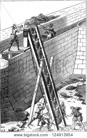 Rosary tilted Jacques Besson, vintage engraved illustration. Magasin Pittoresque 1847.