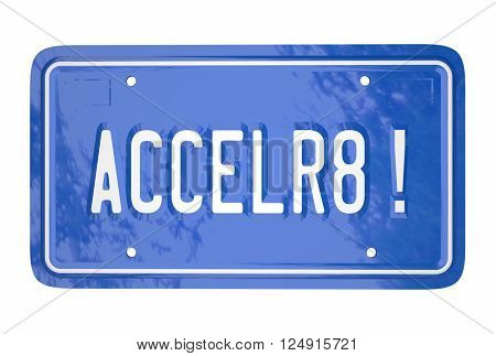 Accelerate Drive Fast Speed Racing Car License Plate Word