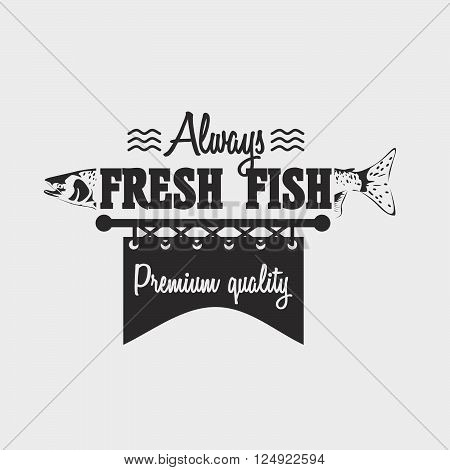 Logo Or Badge Template With  Salmon Fish And Text Always Fresh Fish