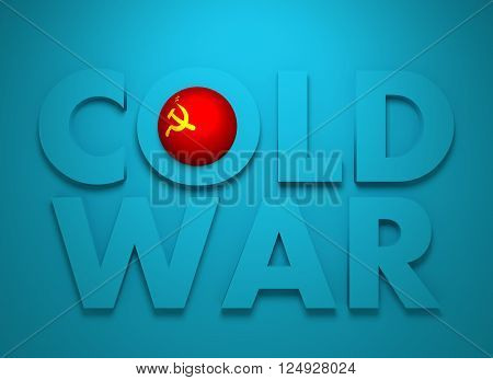 Soviet Union confrontation United States America concept Cold War. 3D rendering. Blue text