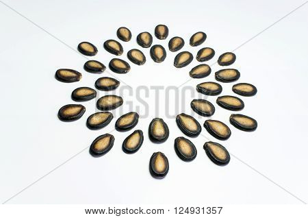 Watermelon Seeds On White Background