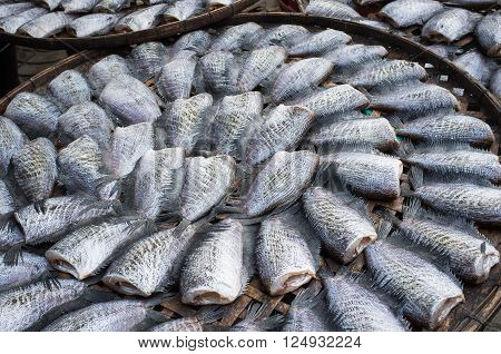 Dried Fishs Of Local Food At Open Market Thailand